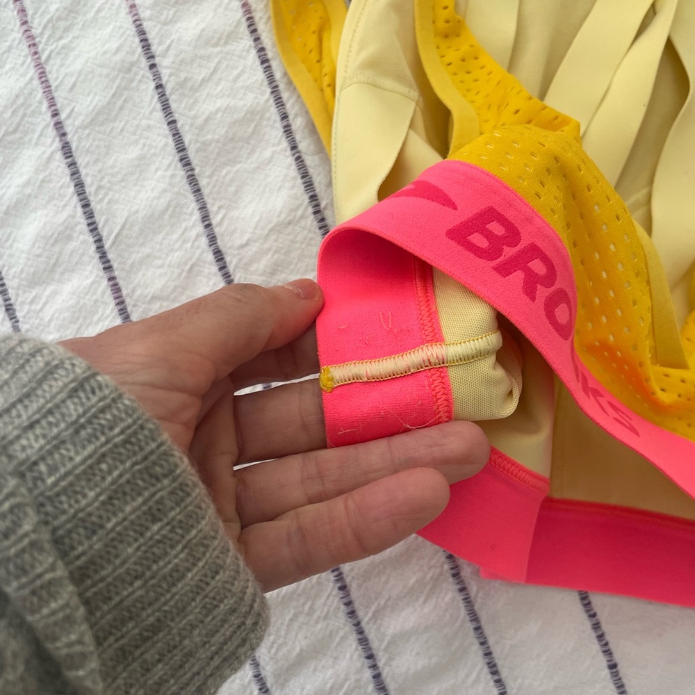 Brooks Vibrant Yellow and Pink Sports Bra - Picture 3 of 3